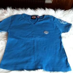 Harley Davidson Woman's  Daytona‎  Blue Engraved Logo T-shirt  S